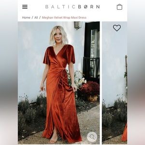 Velvet Wrap Maxi Dress in Rust